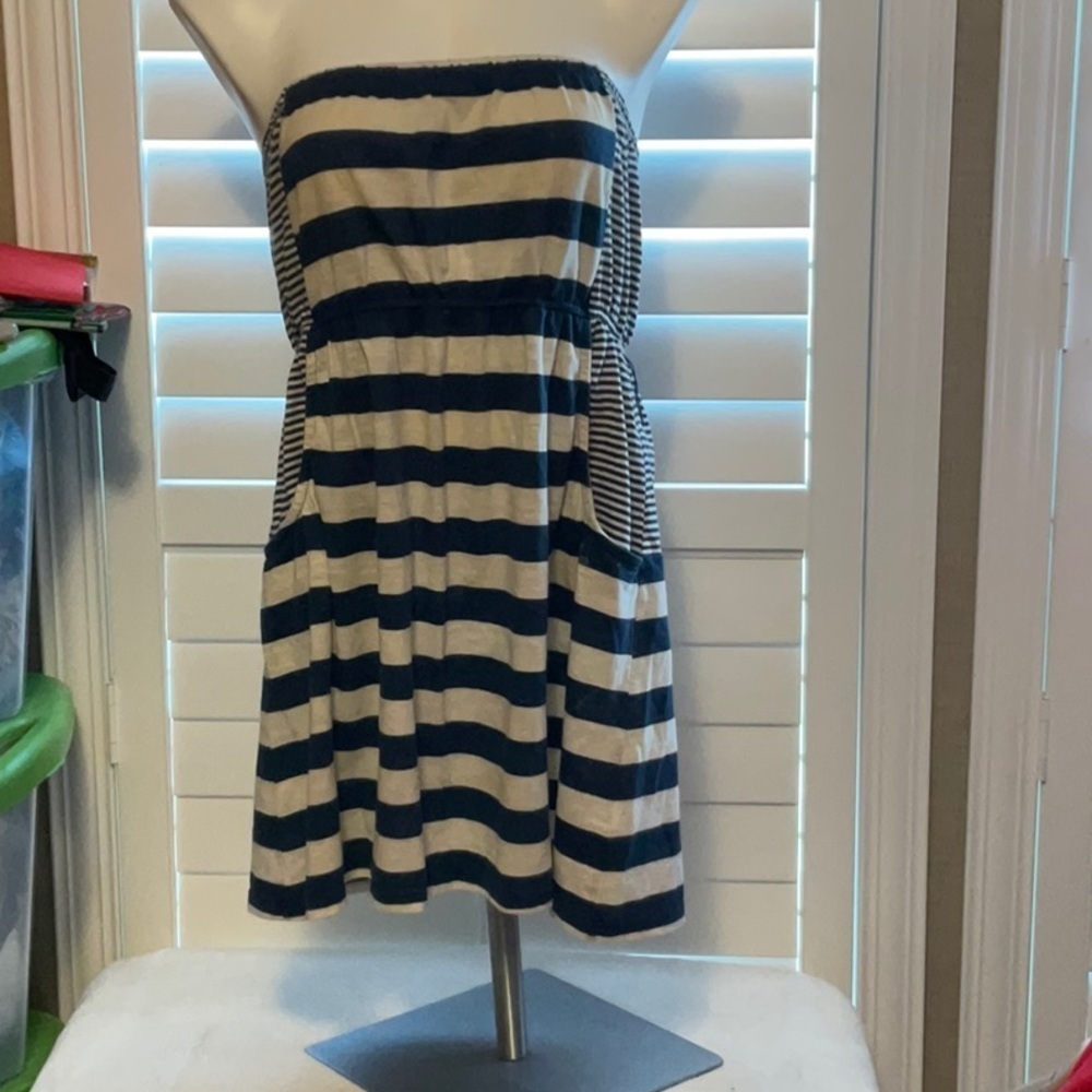 Derek Heart Blue and White Strapless Dress